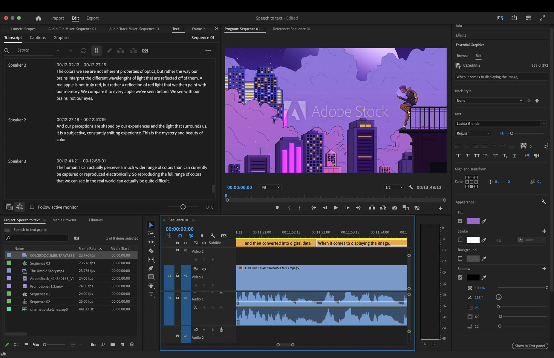 Speech to Text in Premiere Pro